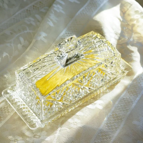 Butter Dish with Lid, Dublin Crystal Collection, 8", Clear NEW With BOX Vintage - Picture 2 of 7
